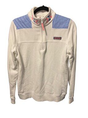 Vineyard Vines Shep Shirt Quarter Zip White Blue Size S